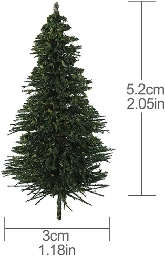 Miniatura 3 de S0805 - 50 árboles de cedro modelo pino verde oscuro de 2.05 pulgadas (2.047 in) para modelo de ferrocarril paisaje, diseño de paisaje HO N escala