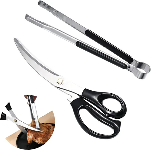 Juego de tijeras y pinzas coreanas para barbacoa, tijeras de barbacoa, tijeras de barbacoa de acero inoxidable, tijeras y clips afilados ergonómicos