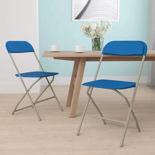 Miniatura 2 de Flash Furniture Silla plegable de plástico de la serie Hercules™, color azul, paquete de 2 unidades, capacidad de peso de 650 libras, cómoda silla
