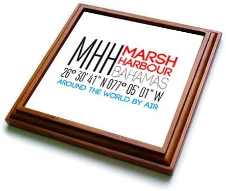 8x8 Trivet with 6x6 Ceramic Tile - Marsh Harbour, Abaco, Bahamas, Around The World by air Travel Gift Alexis Design - Around The World by Air