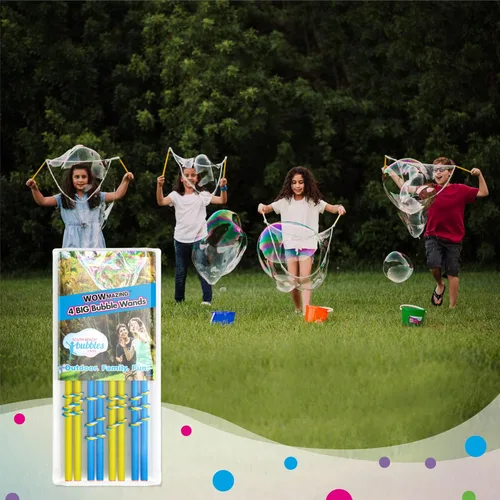 4 varitas de burbujas grandes: hacer burbujas gigantes. Gran actividad de cumpleaños y recuerdo de fiesta. Solución de burbujas gigantes no incluida.