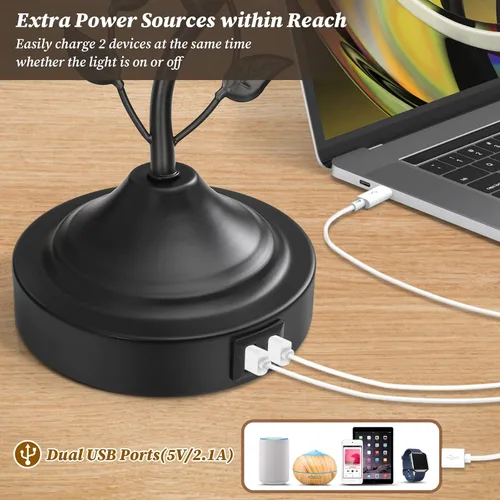 Miniatura 3 de Lámparas de mesa táctiles regulables de 3 vías para sala de estar, juego de 2 lámparas tradicionales para dormitorio con 2 puertos de carga USB