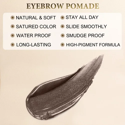 Miniatura 3 de Pomada para cejas - Pomada de cejas impermeable para resultados duraderos, fórmula a prueba de manchas y resistente al sudor, maquillaje natural