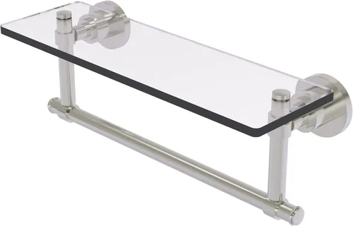 Allied Brass WS-1TB/16-SN Estante de vidrio con toallero, 16 pulgadas x 5 pulgadas Níquel Satinado