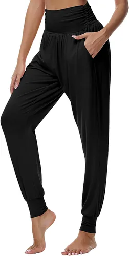 Miniatura 2 de Ficerd Paquete de 3 pantalones de descanso para mujer, cómodos pantalones deportivos de yoga con bolsillos de cintura alta, pantalones deportivos