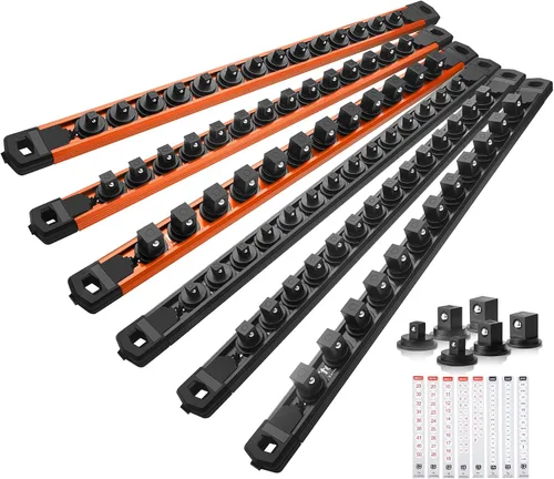 Miniatura 36 de Reniteco Juego de organizador de enchufes magnéticos, 3 piezas de 1/2 pulgada 3/8 pulgadas 1/4 pulgadas de aleación de aluminio con 40 clips Negro