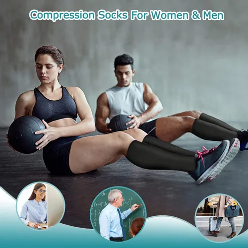 Miniatura 2 de ACTINPUT Calcetines de compresión para mujeres y hombres, circulación 8 pares de 15-20mmHg-el mejor apoyo para enfermeras, médicos, correr, atletismo