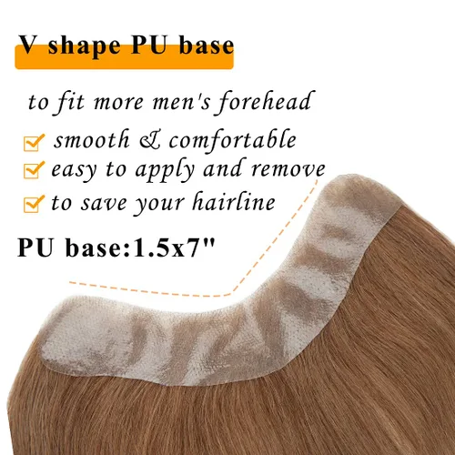 Miniatura 4 de S-noilite Pieza de cabello para hombre, peluca de pelo para hombre, en forma de V, sistema de piel fina, cabello humano virgen #06, color marrón