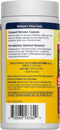 Miniatura 3 de Renew Life Ultimate Flora Probiotics para mujeres con prebióticos 25 mil millones de UFC 30 cápsulas de liberación retardada Sinbiótico 3 en 1