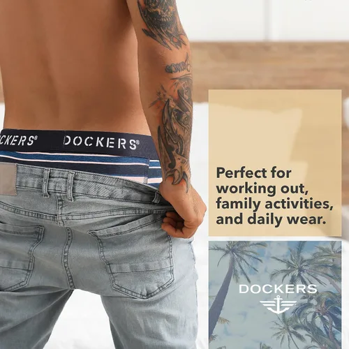 Miniatura 4 de Dockers Calzoncillos tipo bóxer elásticos de algodón para hombre, paquete de 4