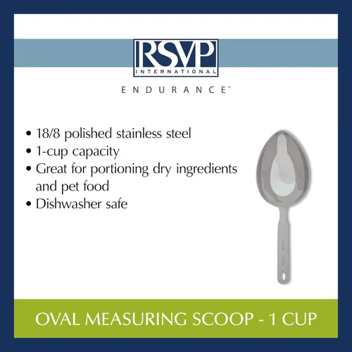 Miniatura 6 de RSVP International Endurance Colección de Cucharas Medidoras de Acero Inoxidable, Ovalada, 1 Taza