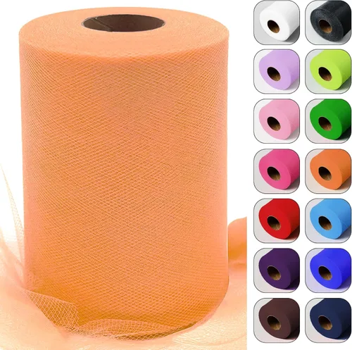 Miniatura 30 de Rollos de tela de tul verde ácido de 6 pulgadas por 100 yardas (300 pies) Cinta de tul para tutú, falda, envoltorio de regalo, decoración de boda