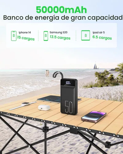 Miniatura 2 de Banco de Energía de Carga Rápida 50000mAh - Cargador Portátil 22.5W USB C con Carga Rápida con 4 Salidas y 3 Entradas Pantalla LED Batería Externa