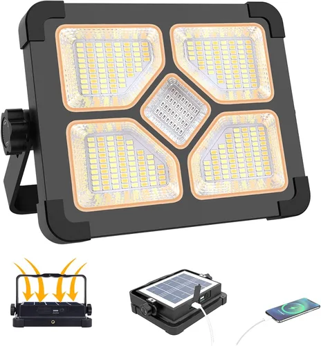 Miniatura 8 de Solar Rechargeable Work Light, 480LED 12000mAh with Stepless Brightness Job Site Battery Rechargeable LED Floor Light, Waterproof Portable Solar
