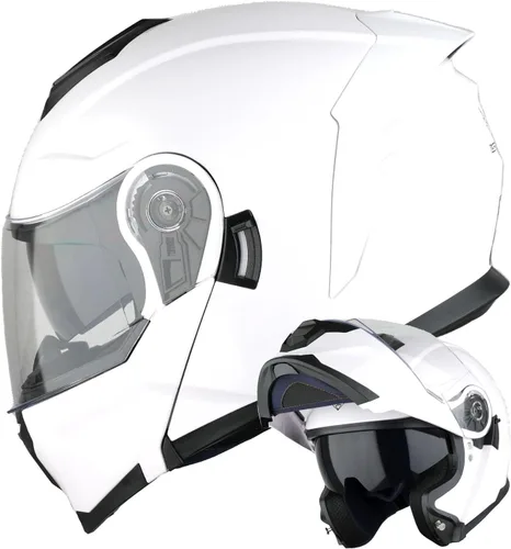 Miniatura 14 de 1Storm Casco modular de motocicleta para calle con doble visera abatible, protección solar de cara completa HJK920