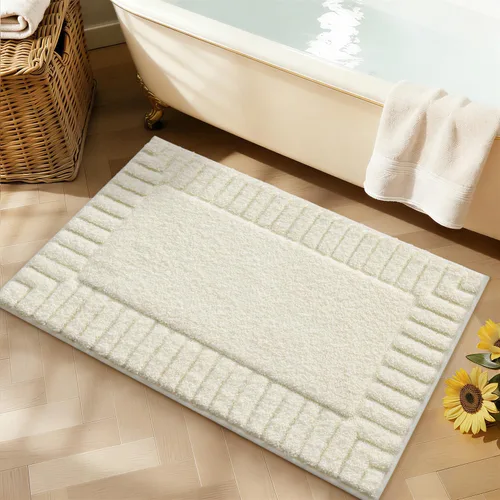 Miniatura 24 de LUMI Alfombras de baño antideslizantes con parte trasera de goma, alfombra de baño de microfibra de felpa extrasuave, absorbente, lavable a máquina