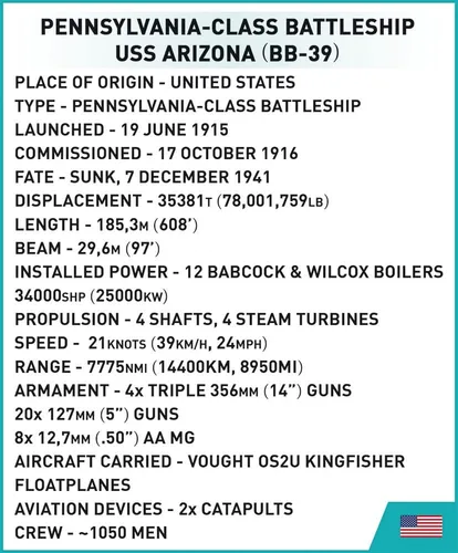 Miniatura 10 de COBI - Colección histórica de la Segunda Guerra Mundial, USS Arizona (BB-39)
