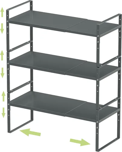 Jojocross Estante organizador de especias apilable expandible en gabinetes, estantes de cocina, armarios de cocina, estantes apilables, despensa, 3