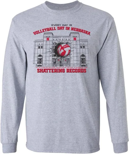 Miniatura 34 de CornBorn Elige tu diseño - Camisetas de manga larga de voleibol de Nebraska Voleibol Script Huskers - Blanco