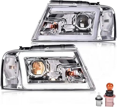 Miniatura 9 de G-PLUS Faros delanteros compatibles con Ford F150 2004-2008/Lincoln Mark LT 2006-2008, lente transparente, carcasa negra, reflector ámbar, faros
