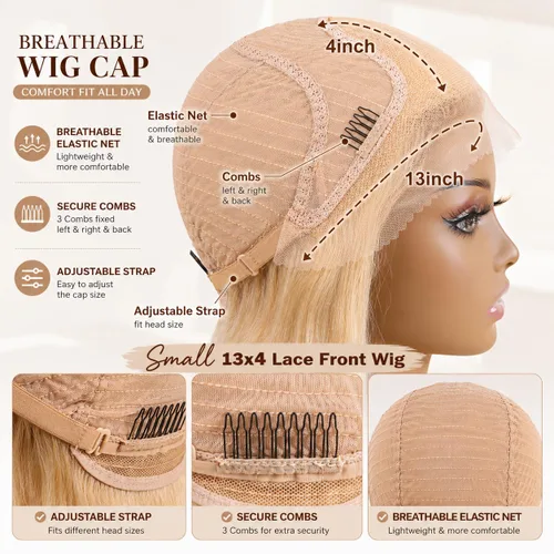 Miniatura 5 de Peluca de cabello humano lacio 613 con encaje frontal de 22 pulgadas, peluca rubia con encaje frontal HD de 13 x 4, cabello Remy brasileño