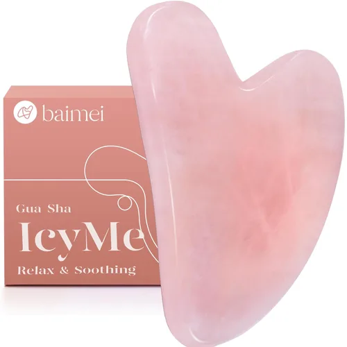 BAIMEI IcyMe Gua Sha Herramienta facial para cuidado personal, herramienta de masaje para cara y cuerpo, alivia tensiones, reduce arrugas y Rosa