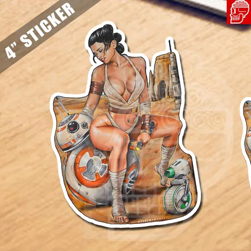 Miniatura 2 de Jeremy Worst pegatina de 10 cm "Arte adhesivo de Star Wars R2D2 Princesa Leia Pinup Regalos Señor Jedi Darth Vader Ayúdame Obi Uno cosas juguetes