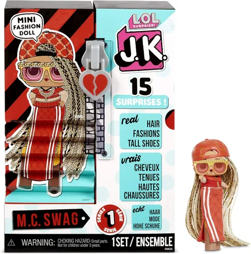 L.O.L. Surprise! JK Mini Fashion Doll MC Swag con 15 sorpresas, incluyendo trajes de muñeca de vestir, accesorios exclusivos, regalos para niñas y