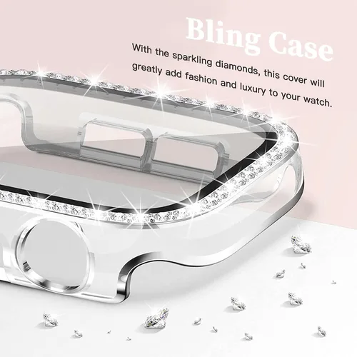 Miniatura 5 de Correa de mariposa compatible con Apple Watch Band de 1.575 pulgadas con funda para iWatch Series 6, SE, 5, 4, bonitas correas de joyería de metal