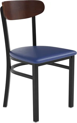 Miniatura 13 de Flash Furniture Wright - Silla de comedor comercial, respaldo de madera con acabado de abedul natural, asiento de vinilo negro, 500 libras