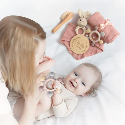 Miniatura 8 de EERKEOD Set de regalo para bebé recién nacido, juego de baño esencial para bebé recién nacido con manta de bebé, sonajero para bebé, regalo