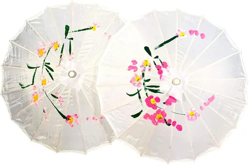 TJ Global Pack de 2 sombrillas japonesas chinas tamaño 22.0 in para bodas, fotografías, disfraces, cosplay, decoración y otros eventos, 2 paraguas