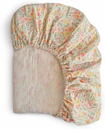 Miniatura 14 de mushie Sábana bajera ajustable de muselina extra suave 192 hilos 28 x 52 pulgadas (natural)