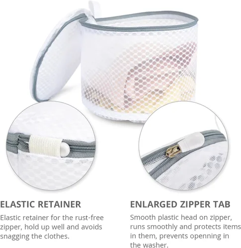 Miniatura 2 de Paquete de 3 bolsas de malla para ropa delicada, bolsas de malla para brasier con lazo para colgar, bolsas de lencería de 6 x 7 pulgadas