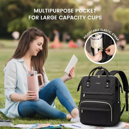 Miniatura 2 de Mochila para laptop LOVEVOOK para mujer, Negro, Mochilas Daypack