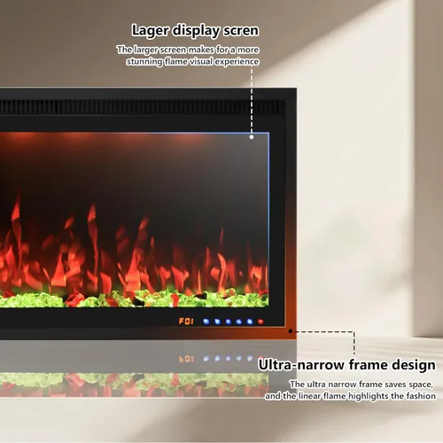 Miniatura 5 de Valuxhome Inserto de chimenea eléctrica empotrada de 40 pulgadas y montado en la pared con aplicación, toque de pantalla y control remoto, 13