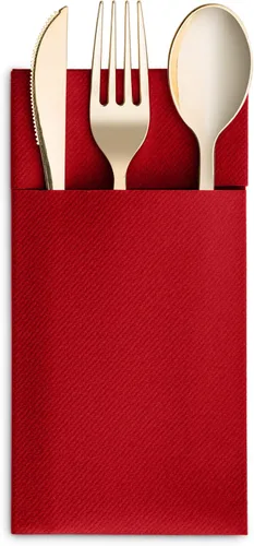 Miniatura 9 de Paquete de 50 servilletas desechables de lino con bolsillo integrado para cubiertos, color rojo brillante, como servilletas de papel para Navidad