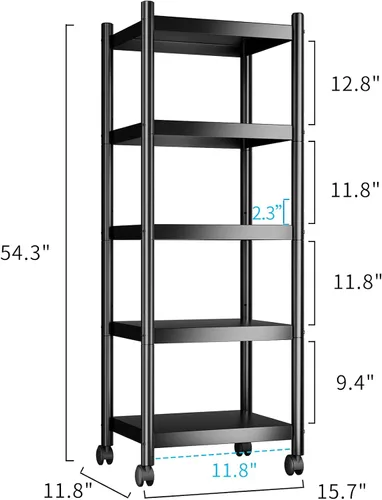 Miniatura 3 de VETALLO Estantes de metal de 5 niveles, estantes para cocina, estante de almacenamiento para cocina, garaje, despensa, organizador de armario