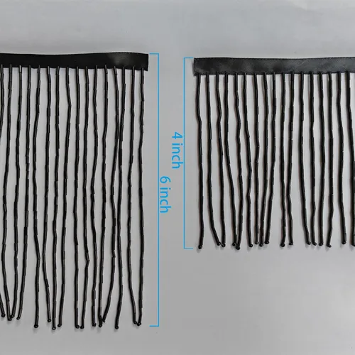 Miniatura 3 de Ribete de flecos con cuentas, cinta con borlas de 4 pulgadas de ancho, 1 yarda de largo para manualidades, decoración de ropa (negro)