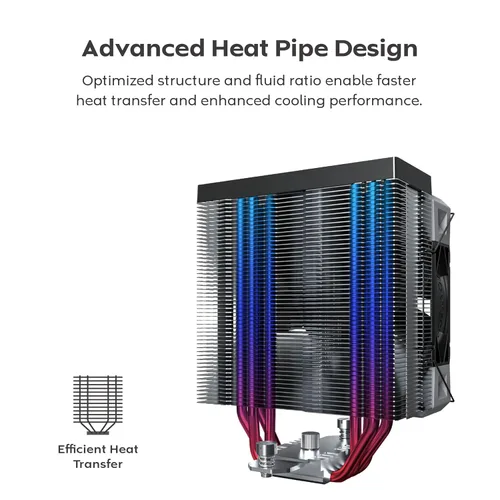 Miniatura 6 de MONTECH NX400 - Enfriador de aire de CPU, torre única, 4 tubos de calor avanzados, disipador de calor de 52 aletas, E28, ventilador de presión