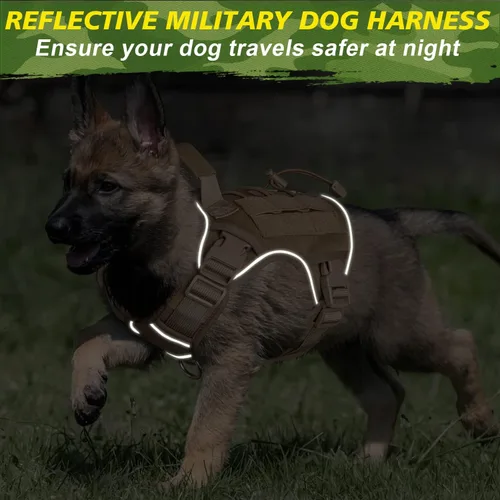 Miniatura 5 de WINGOIN Arnés táctico para perros pequeños, arnés resistente sin tirones con asa, ajustable, reflectante, militar, K9, chaleco para mascotas