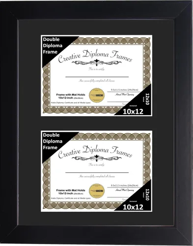 Miniatura 63 de Creative Picture Frames Marco de diploma doble clásico negro de 6 x 8 pulgadas con vidrio negro y colgador de pared instalado