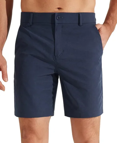 Libin Pantalones cortos de golf para hombre de 7 pulgadas y 9 pulgadas, pantalones cortos de vestir de trabajo, pantalones cortos híbridos casuales