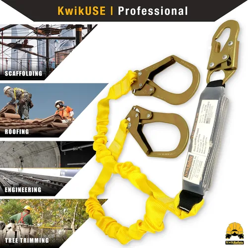 Miniatura 6 de KwikSafety - Charlotte, NC - Python [Amortiguador externo] Cordón de seguridad de doble pierna de 6 pies OSHA ANSI Equipo de retención de protección