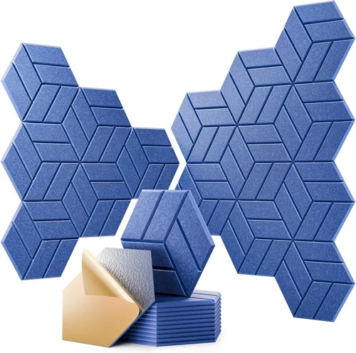 Miniatura 36 de 12 paneles acústicos autoadhesivos, paneles de espuma a prueba de sonido de 12 x 10 x 0.4 pulgadas para paredes, paneles de pared hexagonales Negro