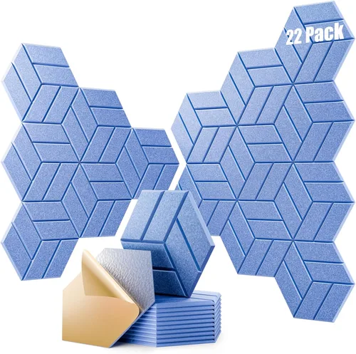 Miniatura 26 de 12 paneles acústicos autoadhesivos, paneles de espuma a prueba de sonido de 12 x 10 x 0.4 pulgadas para paredes, paneles de pared hexagonales Negro