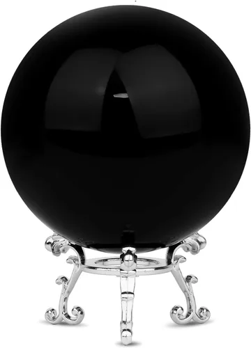MerryNine Bola de cristal K9 superior de 3.150 in/3.15 pulgadas con elegante soporte metálico y paño limpio de microfibra, accesorio decorativo y de