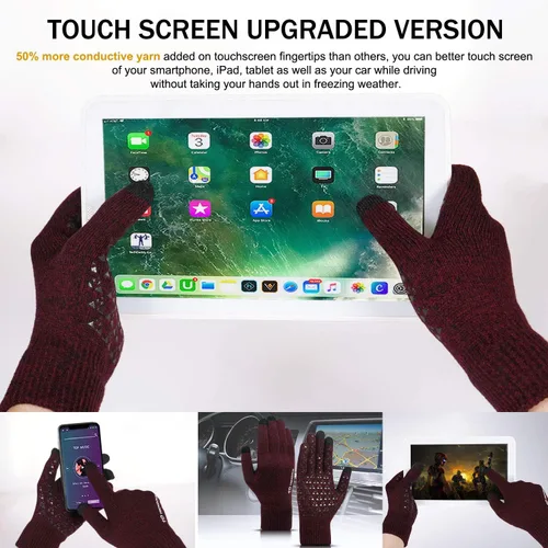 Miniatura 2 de TRENDOUX - Guantes de invierno para hombre y mujer, de punto, térmicos y cálidos, con pantalla táctil para clima frío, ideales para correr, conducir