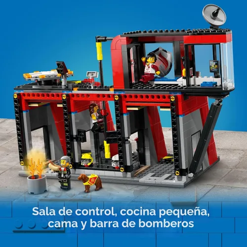 Miniatura 5 de LEGO City Estación de bomberos con camión de bomberos de juguete – Juegos de construcción de juguetes para niños con 2 accesorios de camión