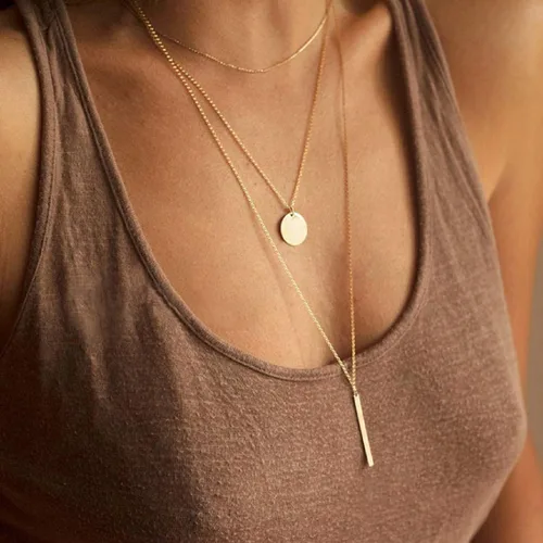 Miniatura 2 de Collares delicados para mujer, collares en capas, collar de gargantilla chapado en oro, joyería para mujer